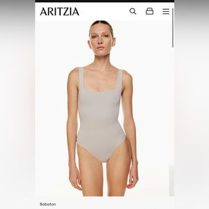 Aritzia contour square neck body suit opal grey size L worn once
